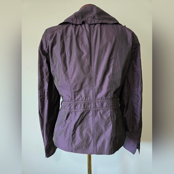Crisca Purple Oversized Ruffle Neck Jacket. Size 8 - Picture 6 of 14